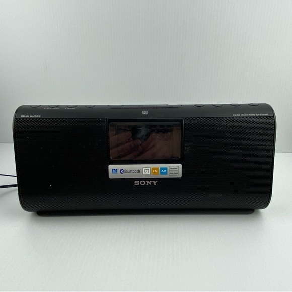 Sony Bluetooth Wireless Alarm Clock Radio Speaker System Black ICF-CS20BT - Picture 1 of 11